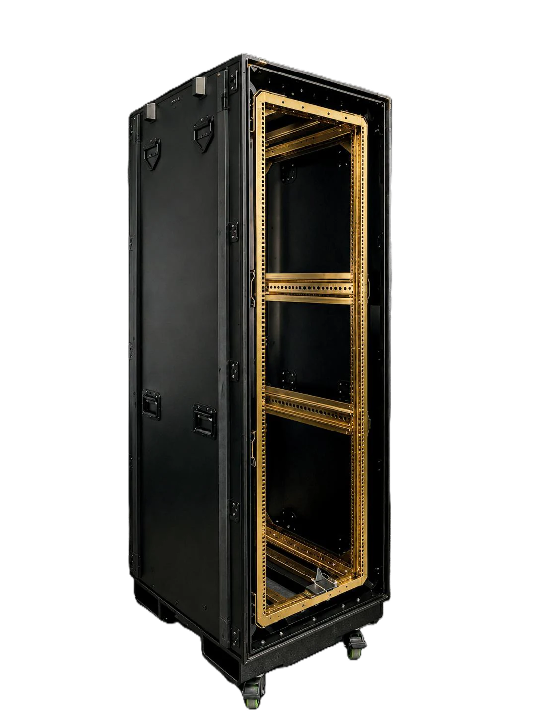 ConQuest rackmount case with zinc dichromate plated rack frame and EIA hole pattern