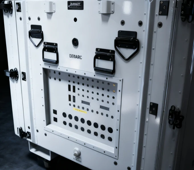 Punched connector panel on an Impact Cases case exterior