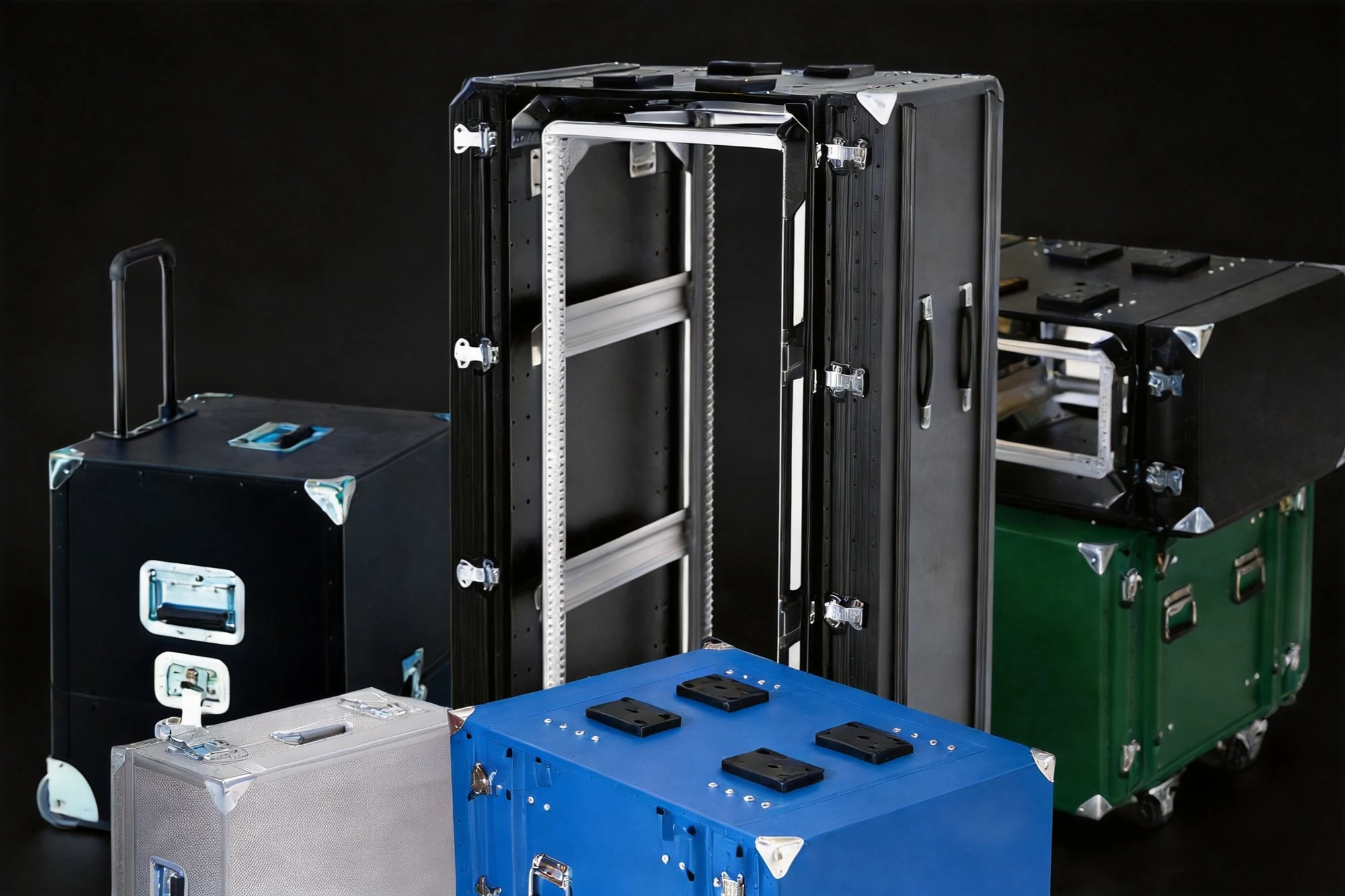 ConQuest aluminum case family, transit, rackmount and shipping cases