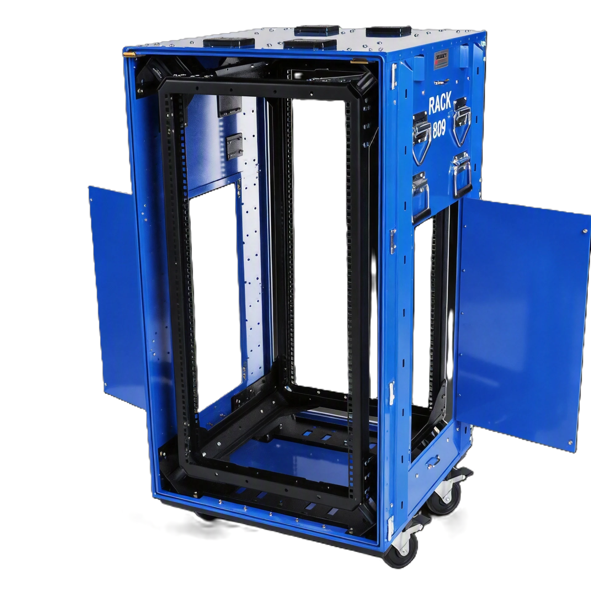 ConQuest rackmount case in blue textured powder coat