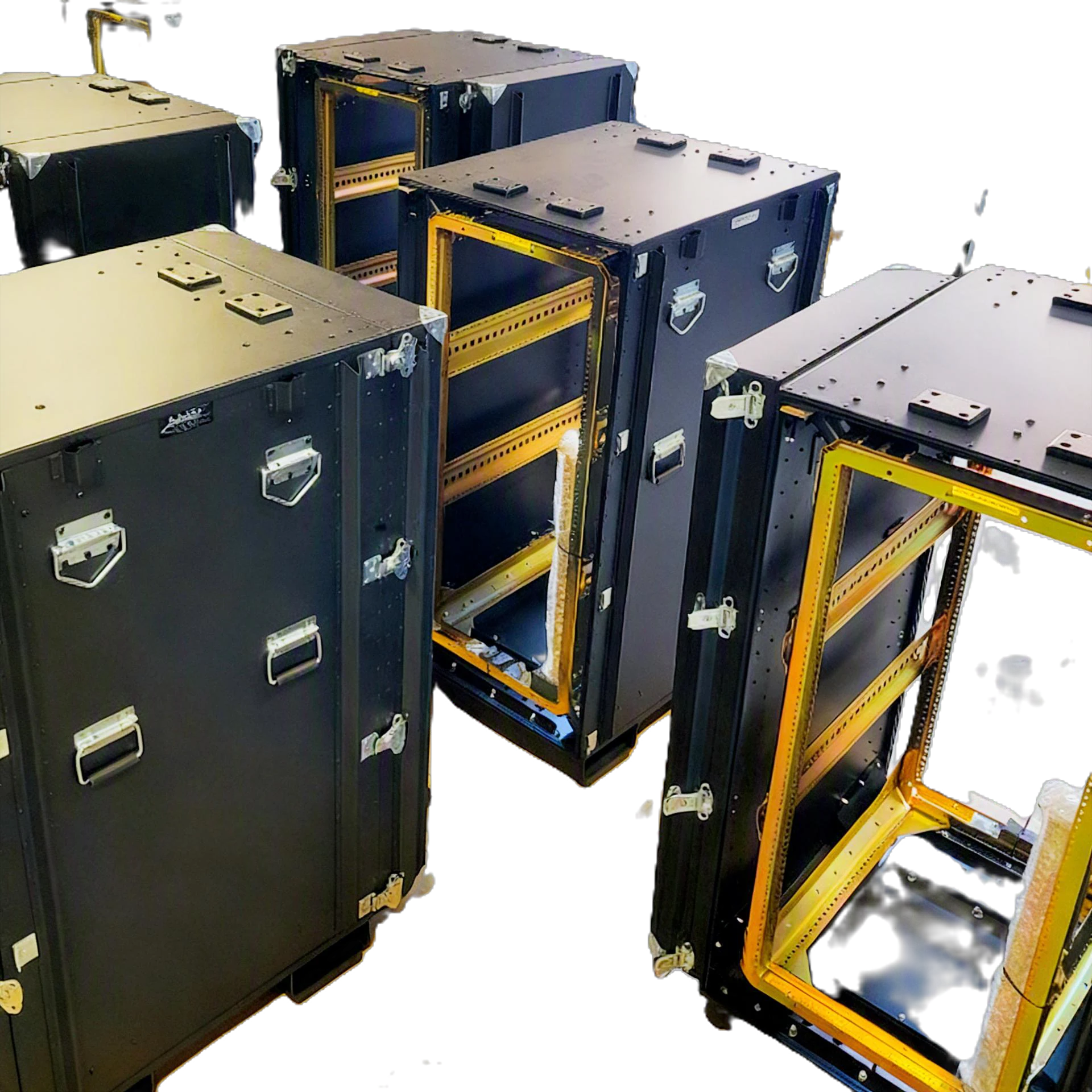 Stacked rackmount cases with skid pad system