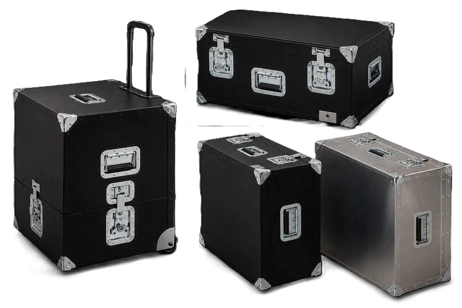 Pair of ConQuest single lid riveted aluminum cases, mill finish