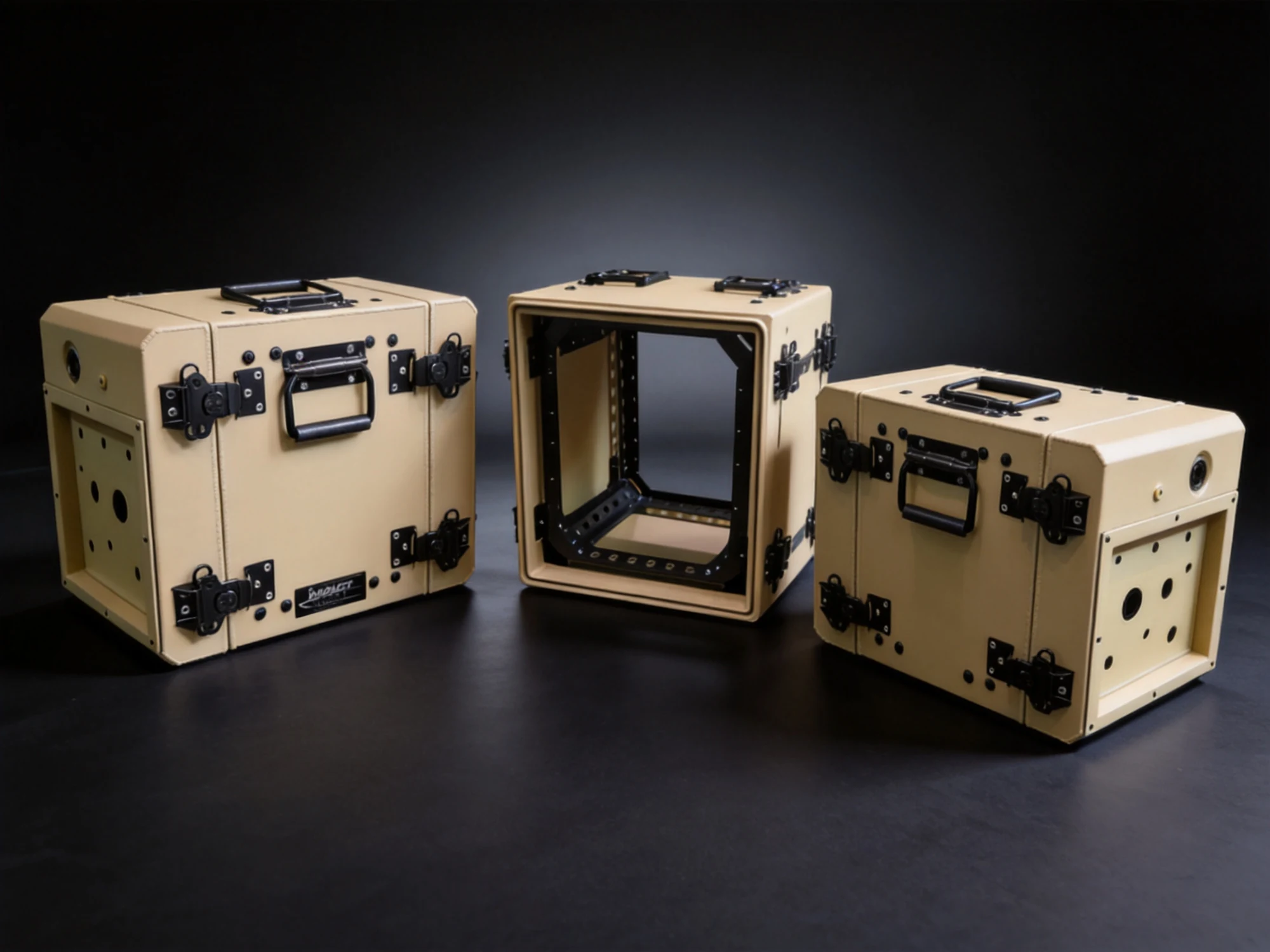 Target Military 9.5 inch half-rack cases, closed and open frame configurations