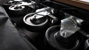 Removable casters stored in the case lid kit