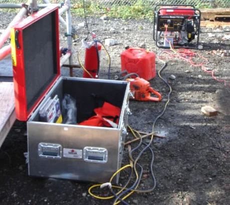 Open P.E.T.S. case staged with equipment on-site