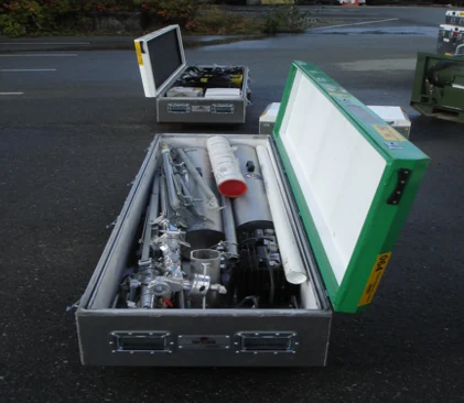 Open P.E.T.S. case loaded with rescue tools and equipment
