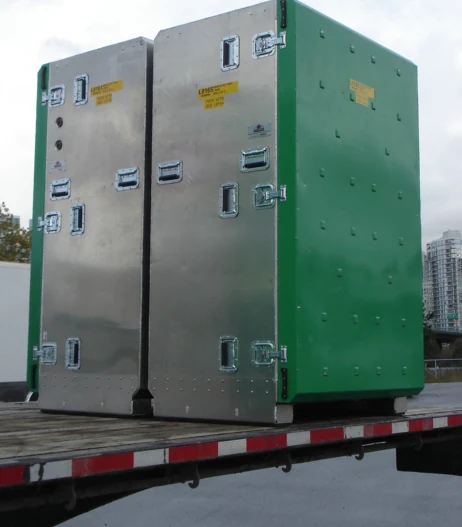 P.E.T.S. rackmount containers loaded and staged for transport
