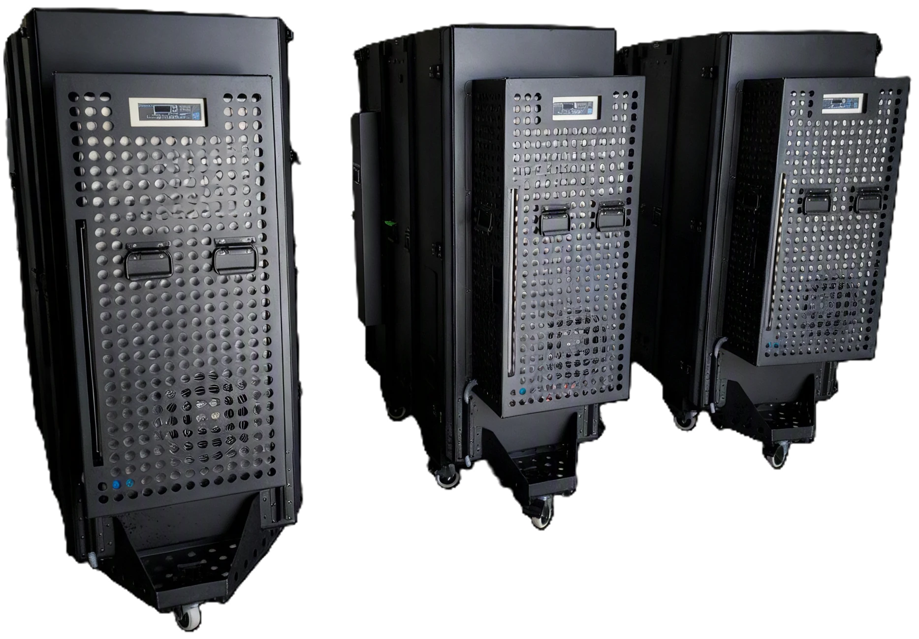 Target Climate Control System (CCS) rackmount case lineup, three units shown side by side