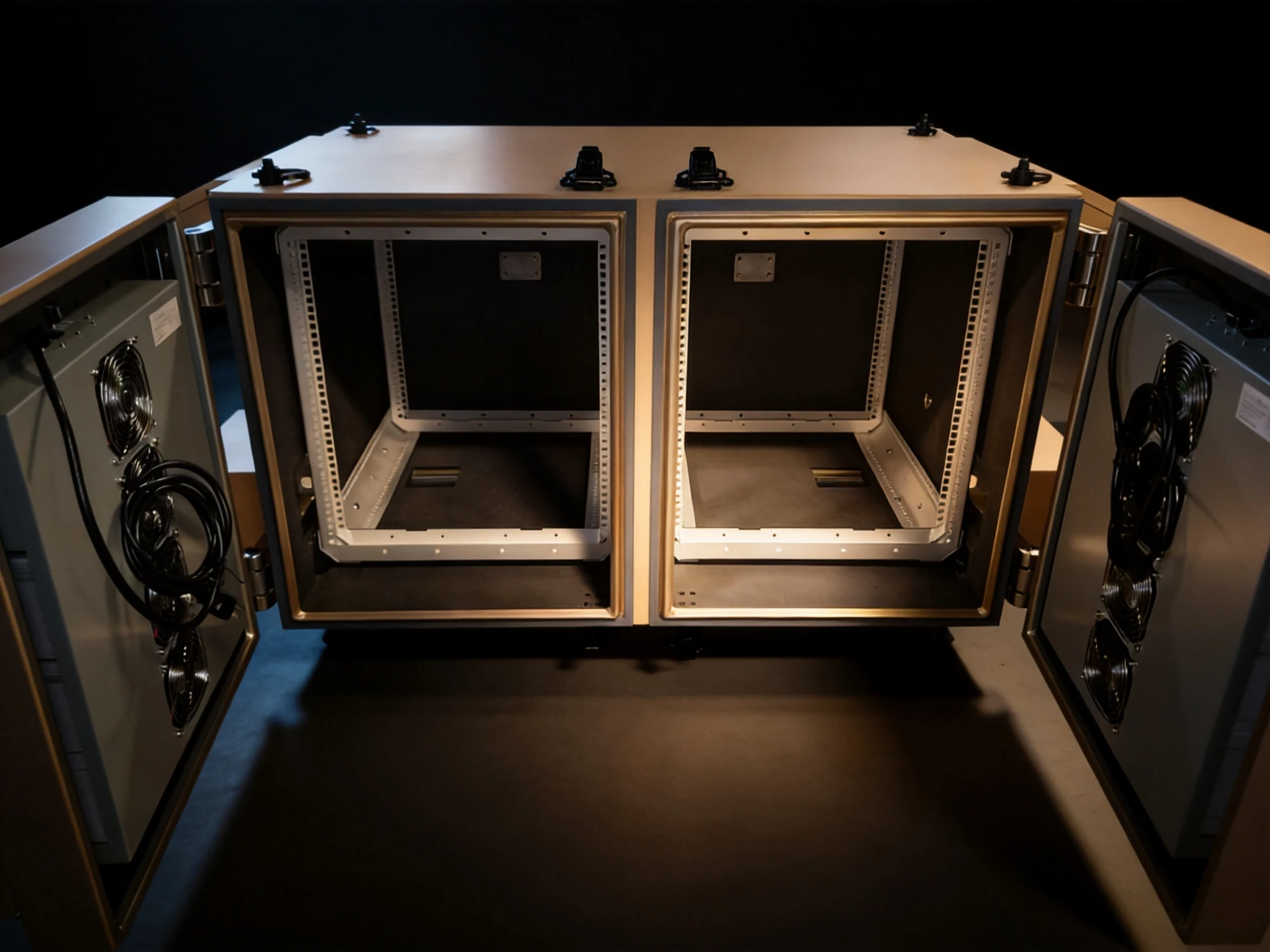 Target dual wide rackmount case with two shock mounted rack frames